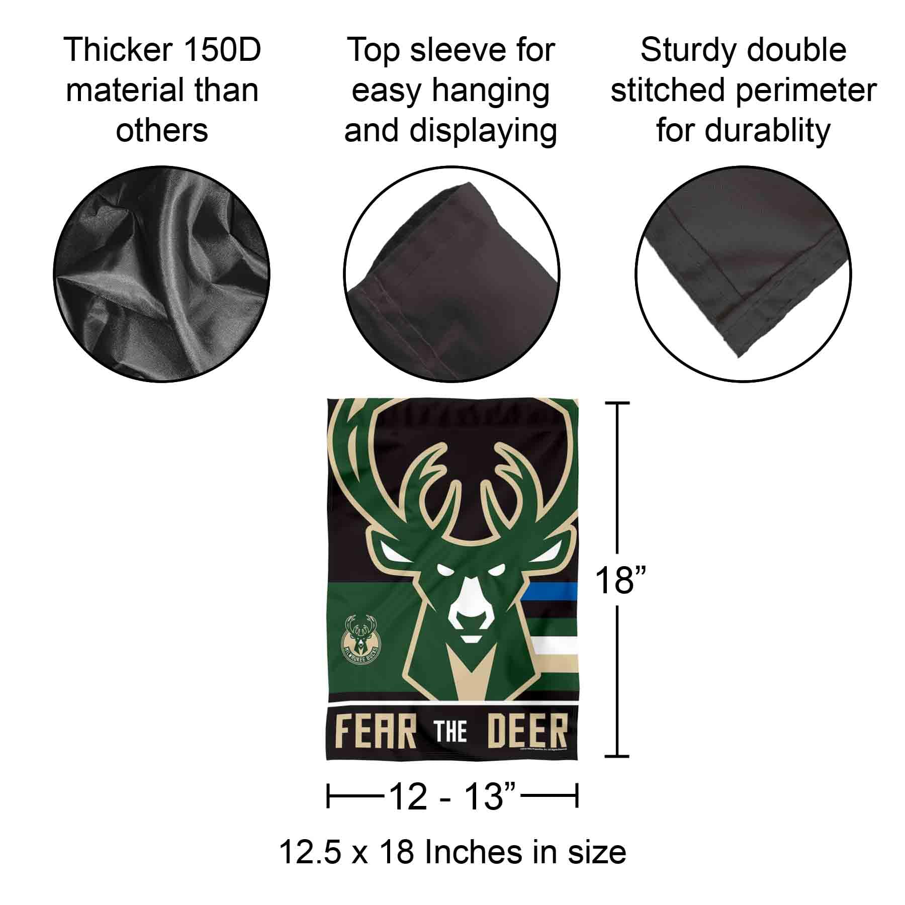 Milwaukee Bucks Double Sided Garden Flag - 12.5x18 Inch Team Spirit Flag