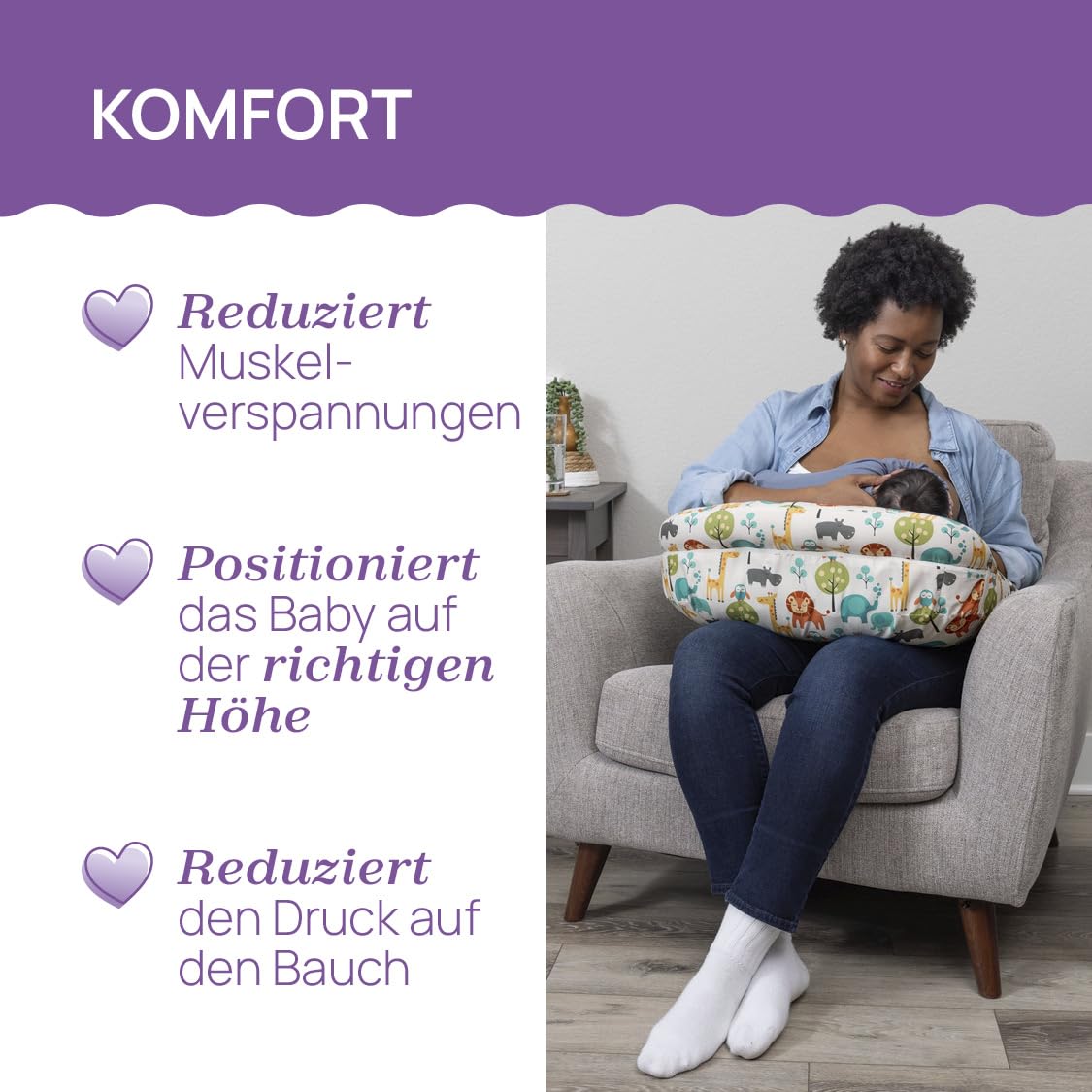 Boppy Coussin d'allaitement Deluxe pour Bébés 0+ Mois, Forme Ergonomique, Coussin Enfant et Nid Bébé pour l'allaitement et Le Biberon, Rembourrage Complet, Amovible et Lavable en Machine
