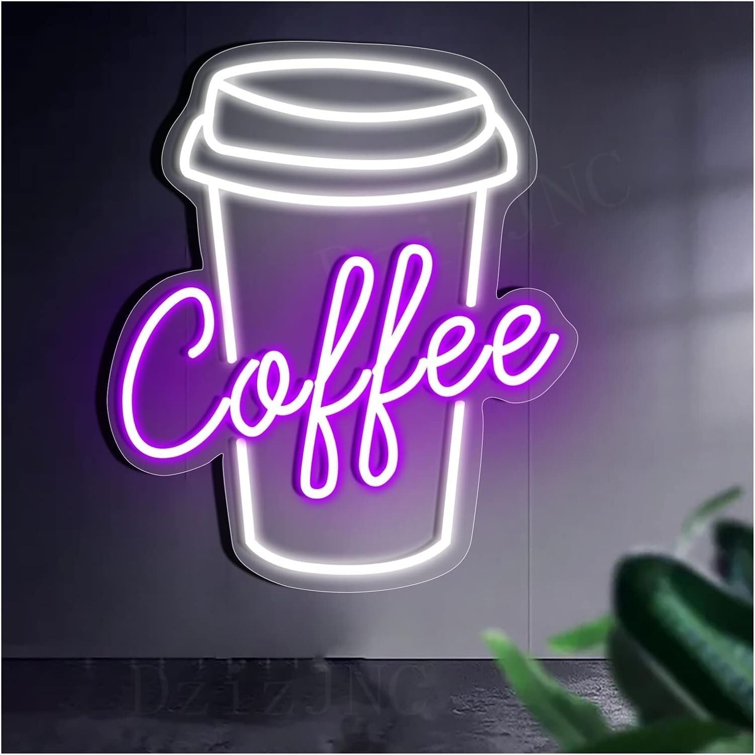 WaiDXn LED Neon Light Sign Coffee Neon Signs Lights,for Coffee Bar Home Room Store Wall Decoration(Purple,48X56cm)
