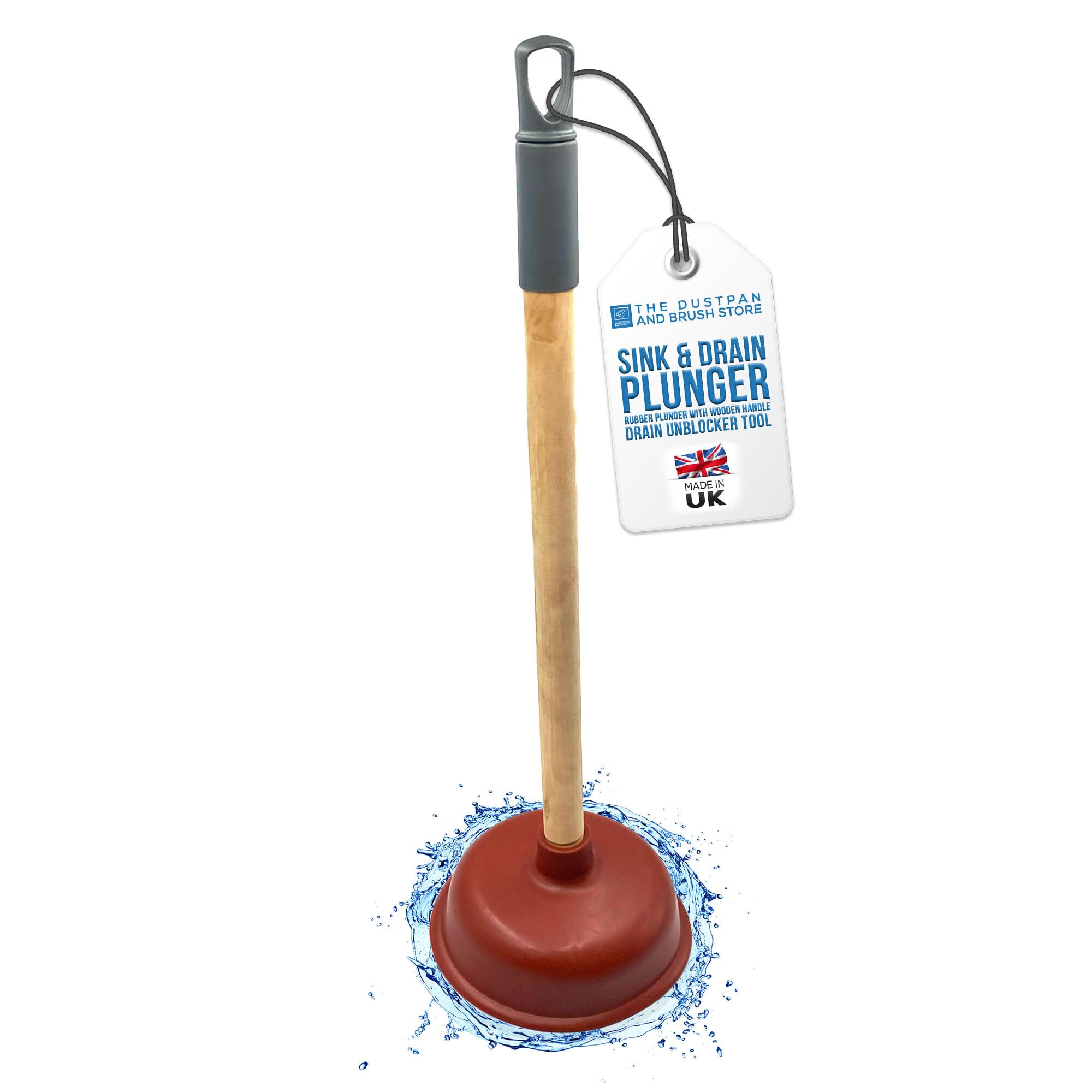 Sink & Drain Plunger Sink Unblocker with Strong Traditional Wooden Handle - Plunger Toilet Unblocker with Strong Suction Performance - Toilet Sink Plungers for Unblocking Kitchen Sink Bath Bathroom