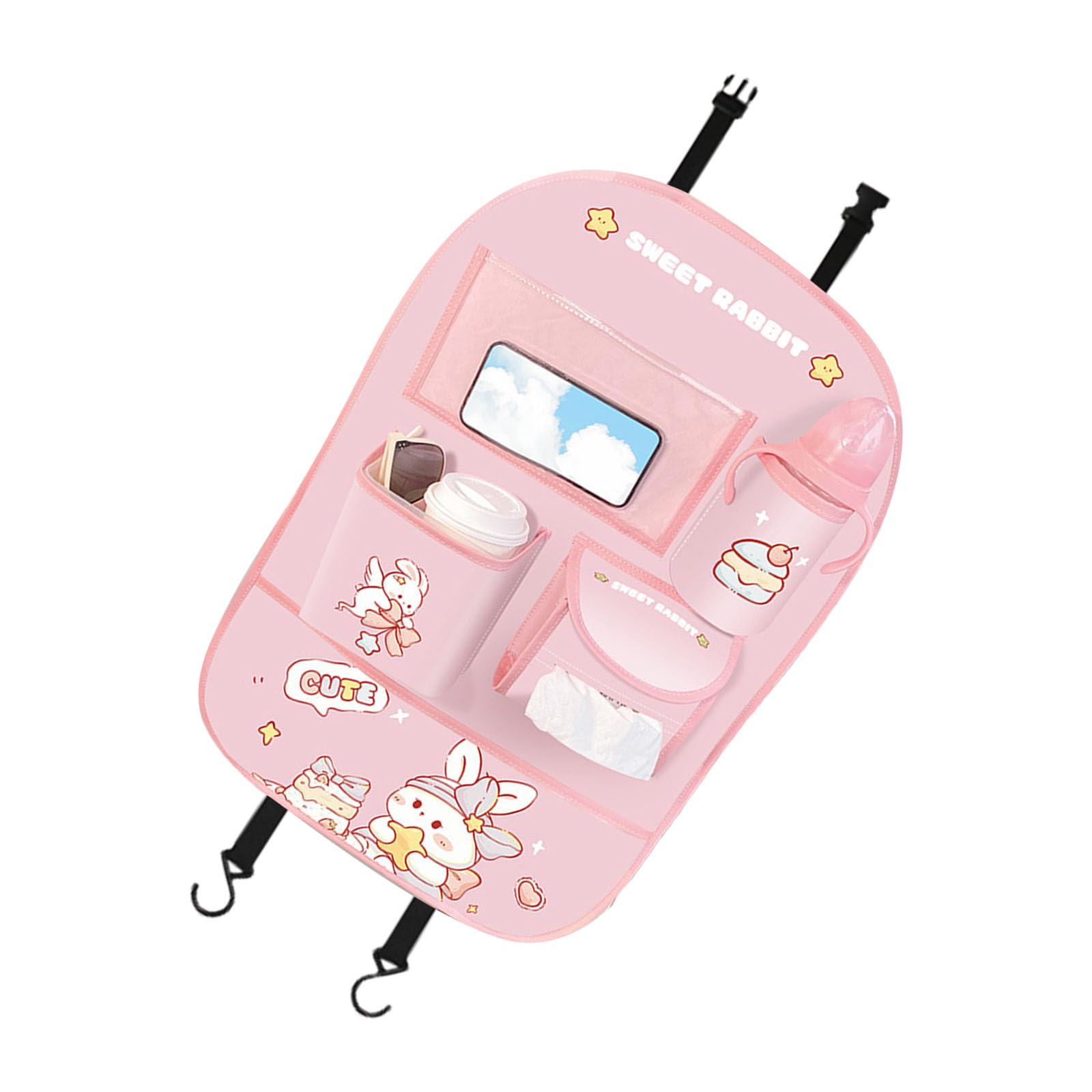 Woedpez Back Organizers Multi Compartment Storage Bag Cartoon Pattern Back Pocket Multifunction Backseat Storage Pocket Vehicle Backrest Bag