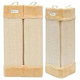 EYEPOWER Graffiatoio per Gatti ca 50x22cm in sisal e Peluche Protezione Angoli pareti mobili | Tiragraffi per affilarsi Gli Artigli | Beige