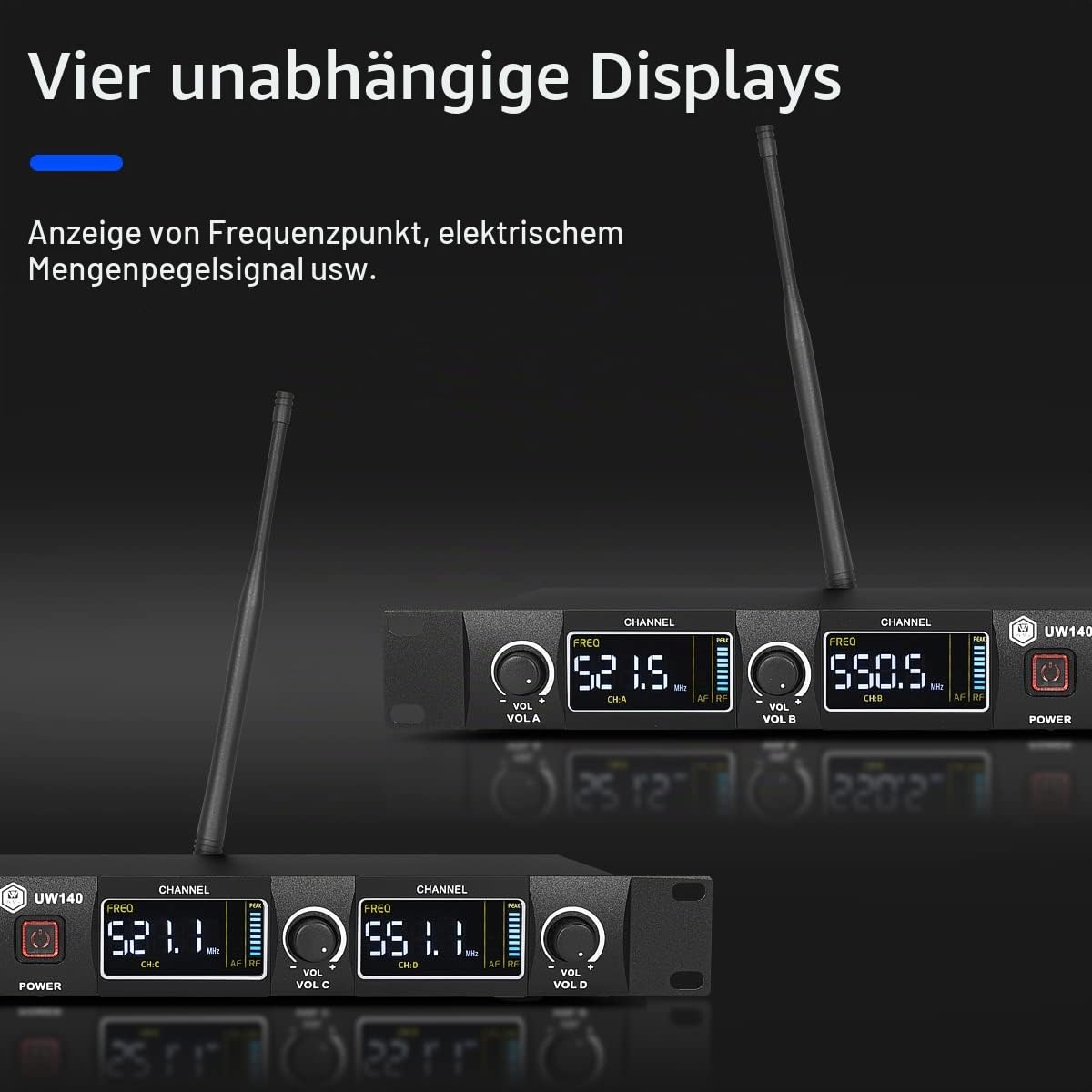 W IN-MIX UW140 UHF Funkmikrofon System mit Bodypack Lavalier Mikrofon | 4 Kanäle Professionelles 80 m Reichweite, Lavalier- und Headset-Mikrofone für Kirche, Karaoke, Konferenz, Live-Events