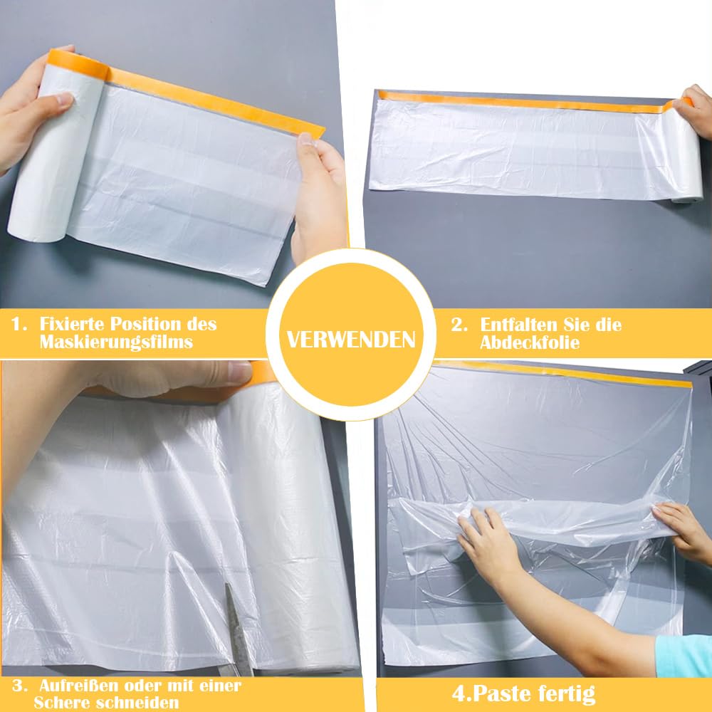 Telo Protettivo Per Imbianchini 2.4x15M | Pellicola Con Nastro Adesivo | Coprimobili Antivernice | Per Lavori Di Pittura - Foto 2