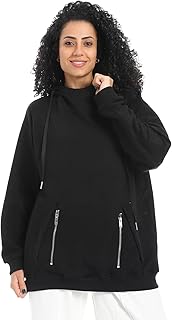 JAMILA Womens Summer Melton Women's Hooded T-Shirt with Zipper Pocket Summer Melton Women's Hooded T-Shirt with Zipper Pocket