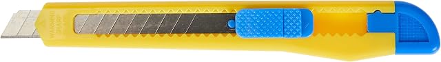 Nóż Biurowy DONAU 9mm Plastikowy z Blokadą Niebiesko-żółty/Koperty i Akcesoria do Wysyłek/Typ-Ostrze 9x75mm / Materiał-Plastik/Kolor-Niebieski/żółty/Rozmiar-9x75mm
