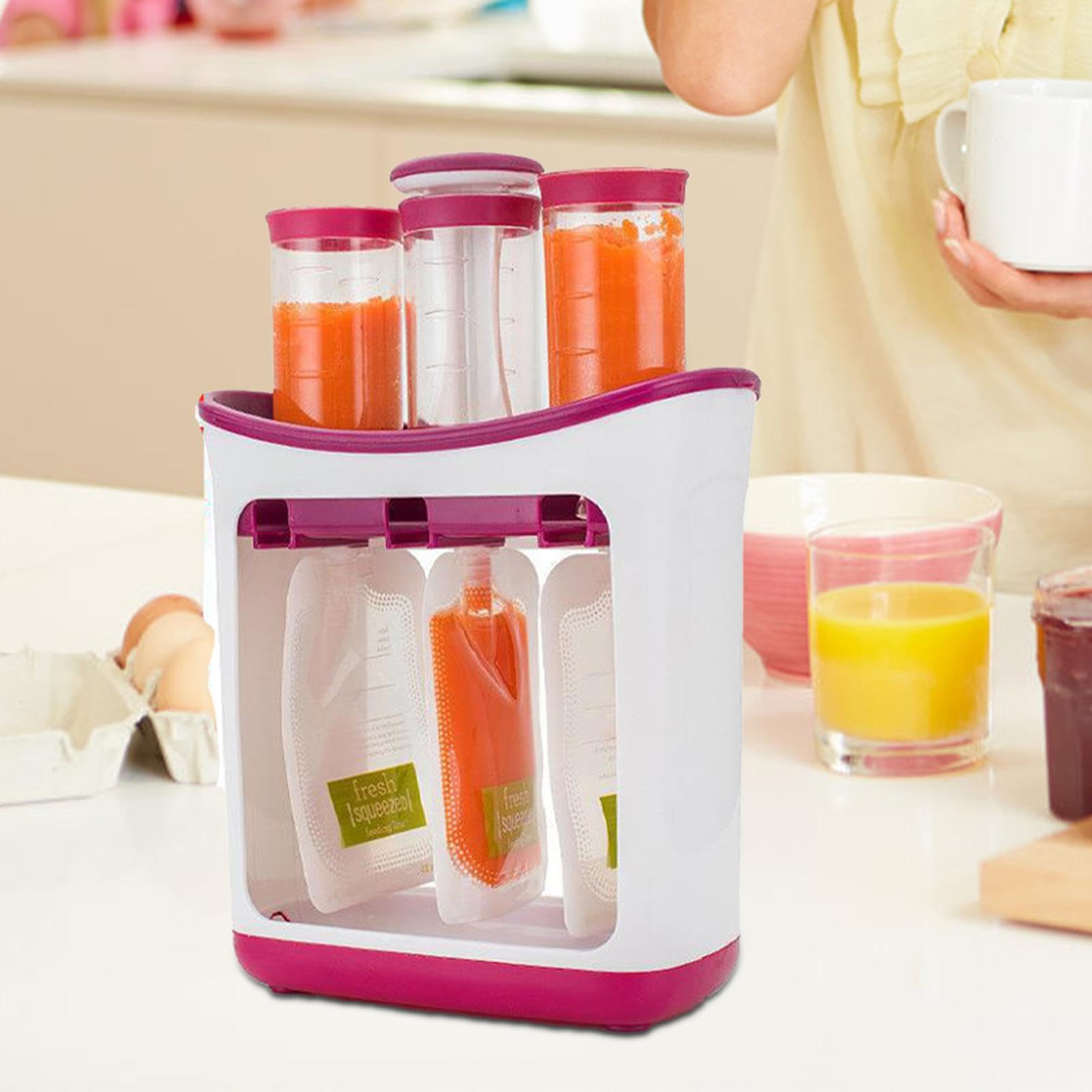Contenitori di frutta per bambini | Preparatore alimentare per succhi di frutta freschi - Preparatore alimentare per bambini | Macchina di rifornimento di purea con sacchetti riutilizzabili per
