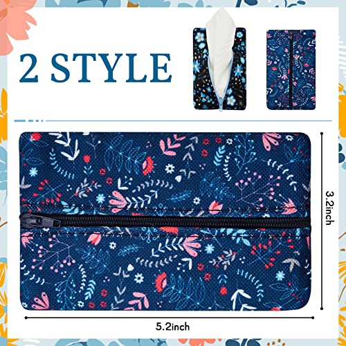 Kigeli 2 Pieces Purse Tissue Holder Travel Tissue Pouch for Purse Fabric Zipper Enclosed Pouches Reusable Flower Pattern Paper Holder for Coins, 5.25 x 3 Inches(Rustic Floral Print)3
