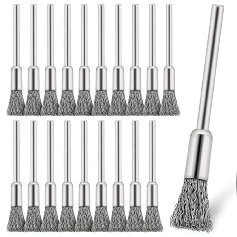 Luo Ke 20 Pcs Extended Shank Brass End Brushes - 1/8" Extra Long Shank Wire Brushes For Rotary Tools | Rust & Paint Removal - View #12