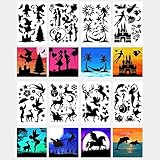 【DIY Geschenke】Diese Silhouetten-Vorlage ist sehr geeignet für Kinder und Erwachsene, geeignet für die meisten Tagebücher und Sammelalben, Sie können DIY Graffiti Kunstwerke mit persönlichen Eigenschaften erstellen, am Geburtstag, Jahrestag, Weihnachten ist das beste Geschenk für Kinder.