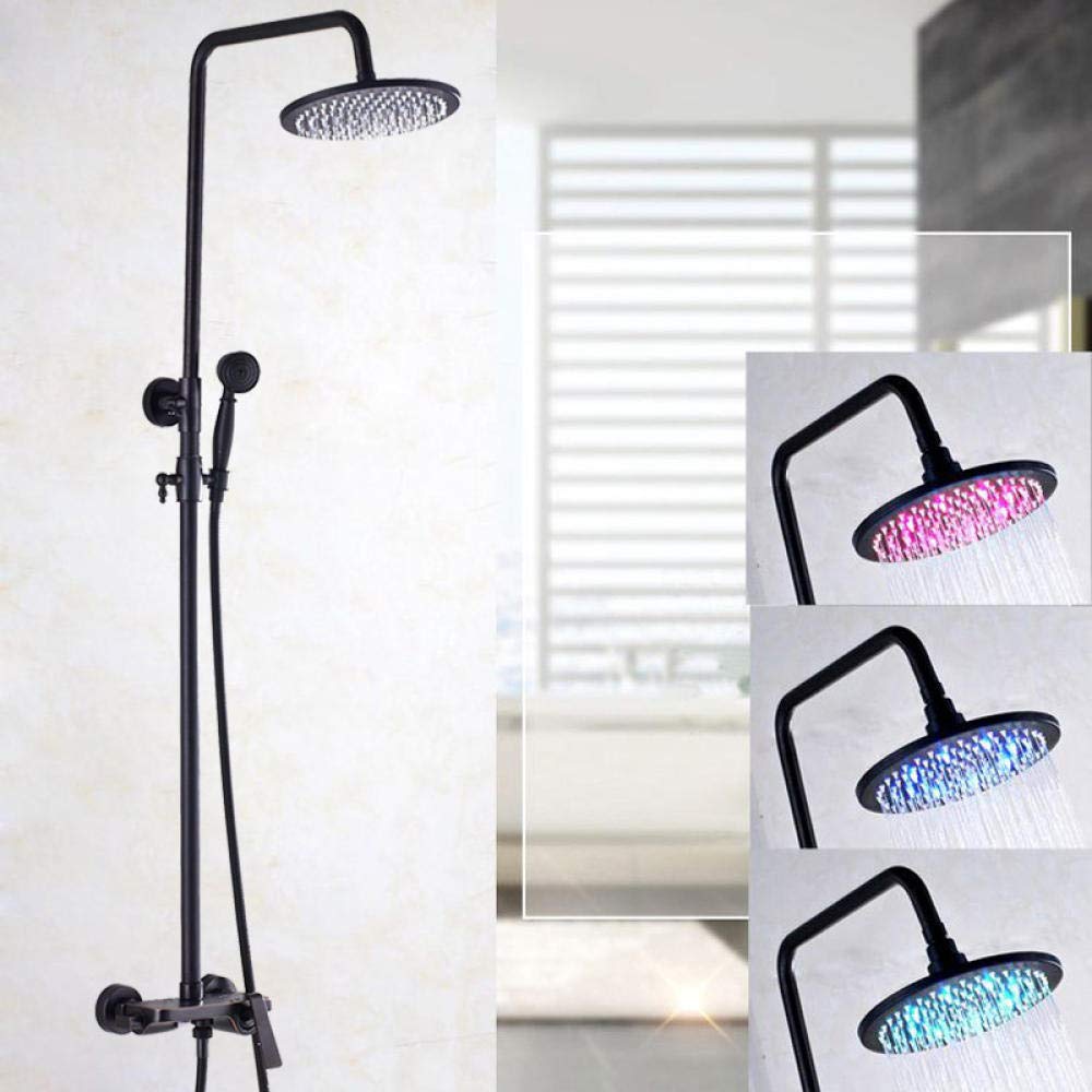 Mélangeur de douche LED tricolore bronze pour salle de bains design