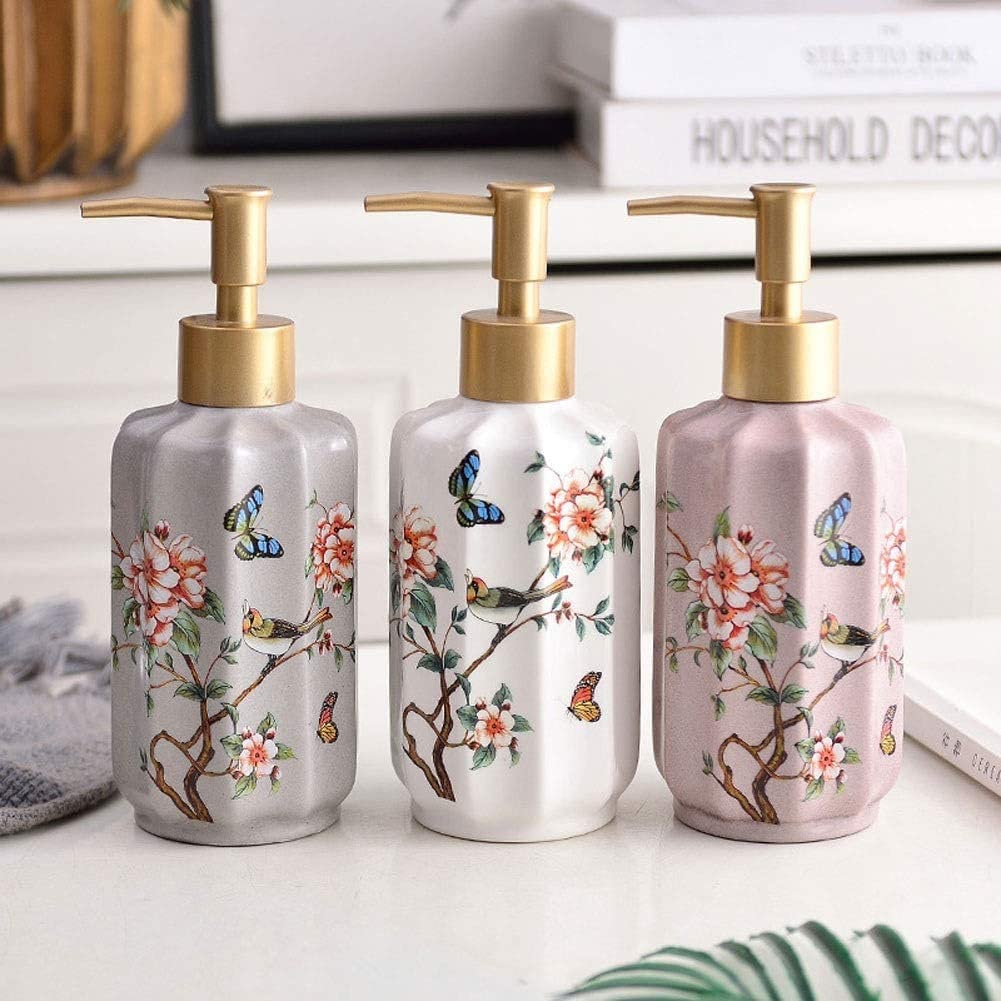 Distributeur de Savon, Bouteilles de Lotion, distributeurs à Pompe en céramique pour Salle de Bain, Restaurant ou Cuisine 350 ml/12 oz (Taille Unique)