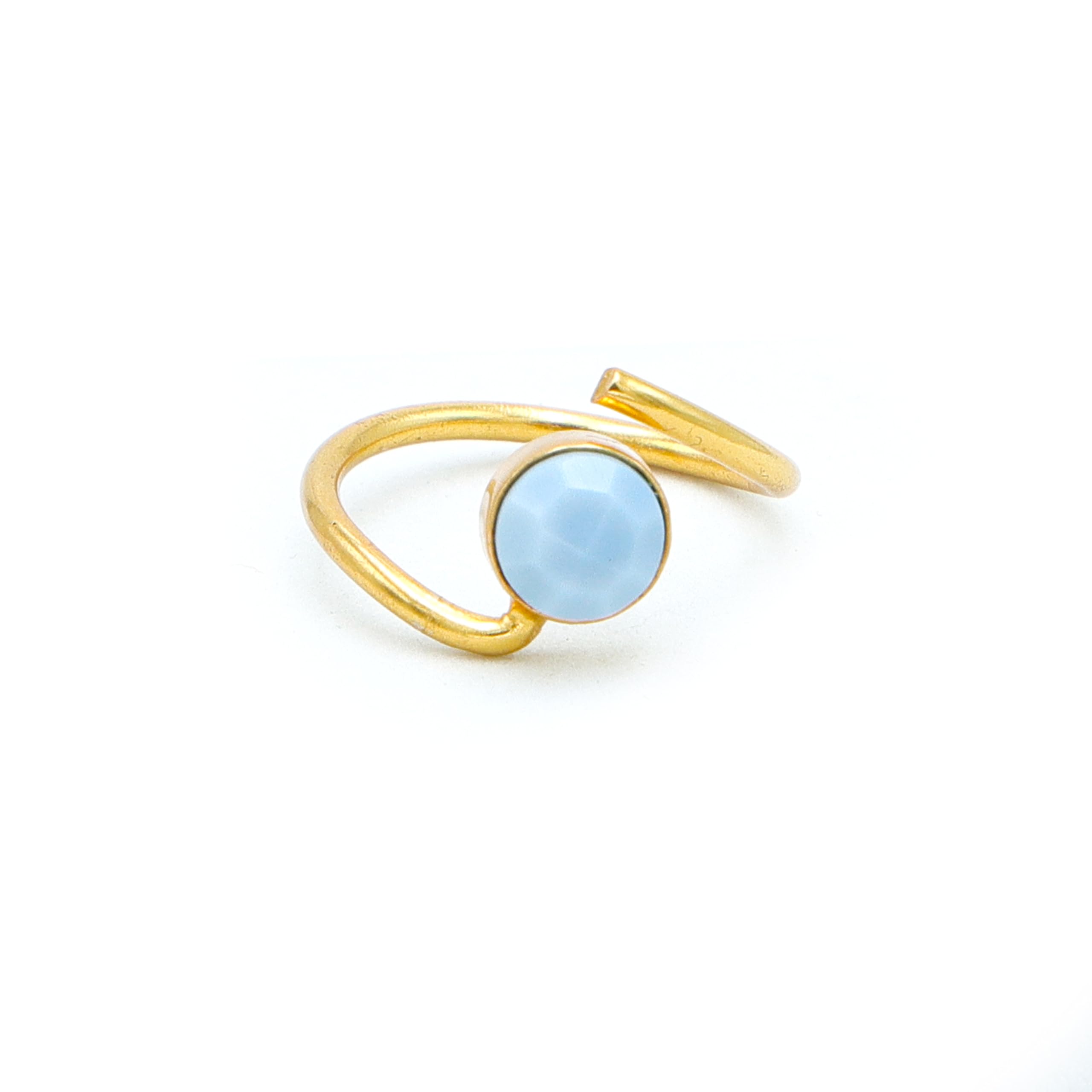 Blue Opal Ring – Elegant Gold-Plated Opal Birthstone Jewelry, Gift for Women-image-0