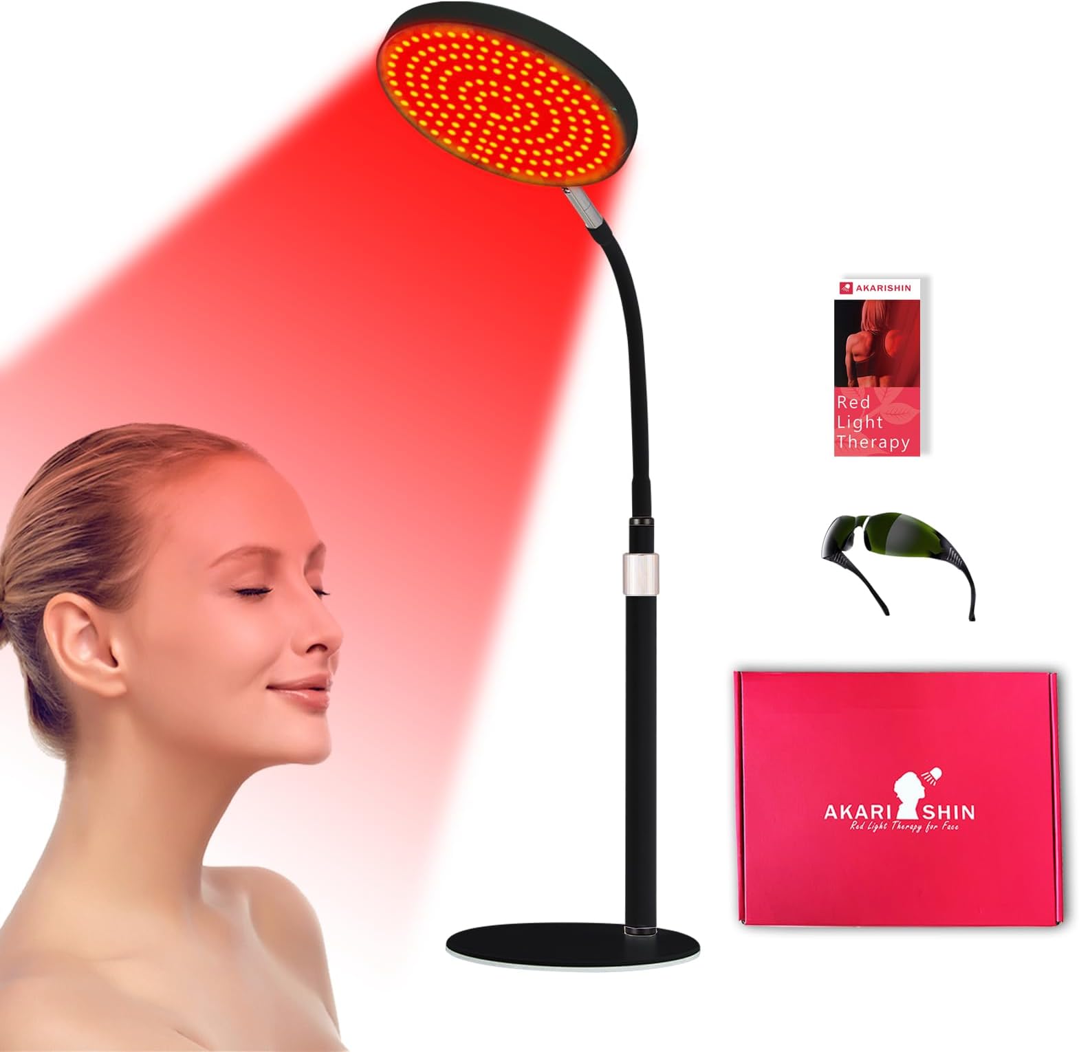 Arikashin Red Light Therapy Lamp for Face- Facial and Body Treatment with Adjustable Height Stand, 120 LEDs, 660nm, 850nm, 940nm - Alleviate Muscle Soreness, Skin Vitalit