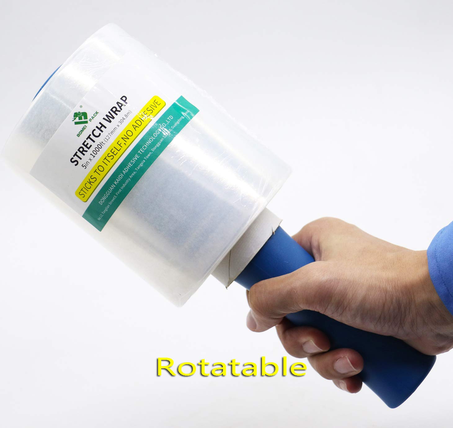 BOMEI PACK Mini Stretchfolie Handfolie 20my x 127mm x 300m Transparent 4 Rollen mit Griff
