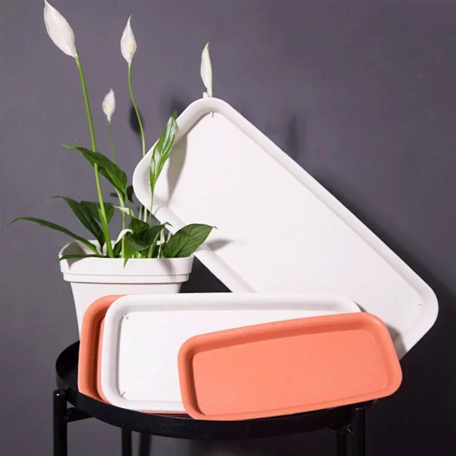 Verdes Platos para Macetas Platillo for Plantas, bandejas de Goteo, Bandeja de plástico, platillos for Interior y Exterior, Maceta Rectangular, 1 ud. Platillos para Plantas(Red-40x17cm)