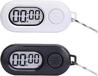 2 Pack Keychain Timer, Portable Digital Countdown Timer with LCD Screen, Kitchen Timers, Stopwatch for Kids, Pocket Stop-Watch fo Sports, Cooking, Baking, Training, Shower, Studying