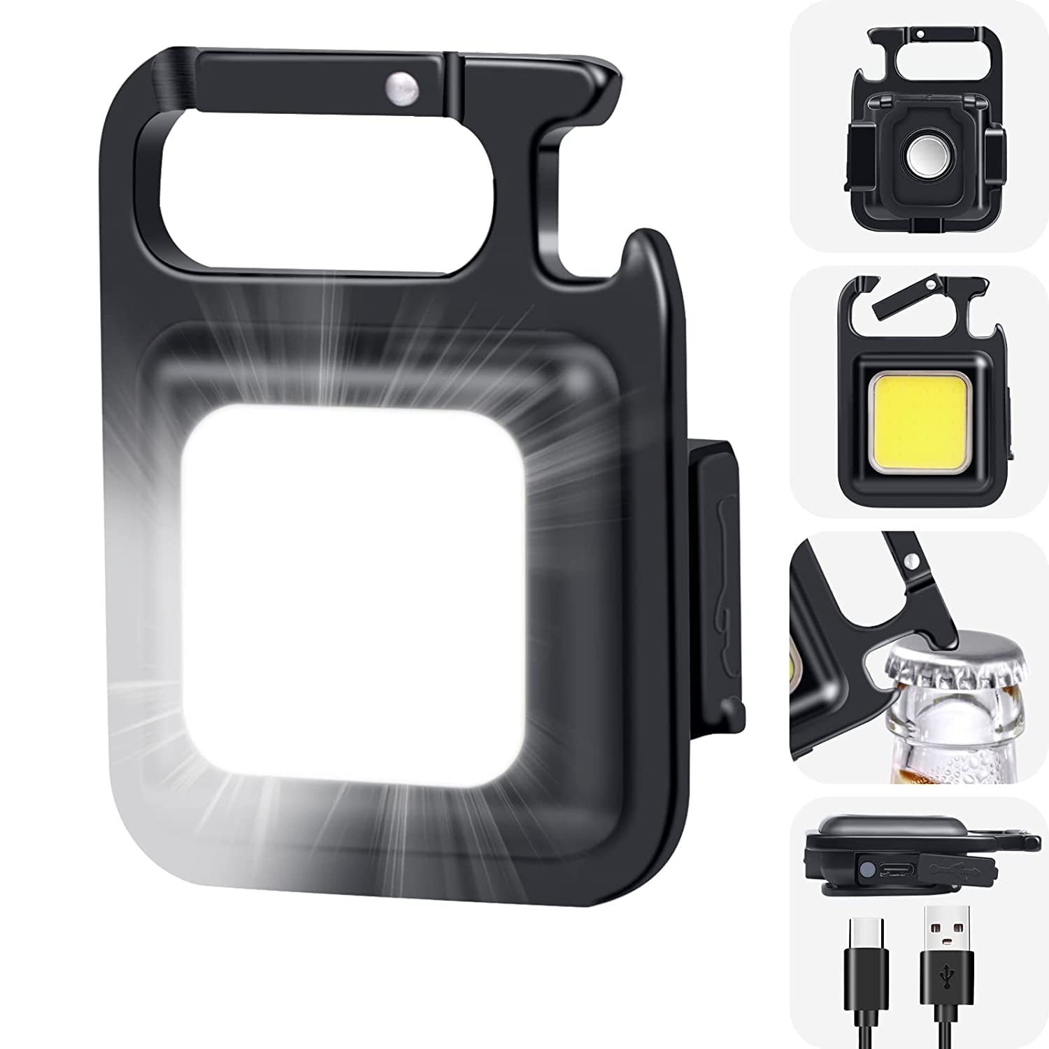 Sixfire COB Small Flashlights LED Flashlight with COB Light Mini Waterproof Portable LED Flashlight USB Rechargeable 4 Modes Light Flashlight - Black