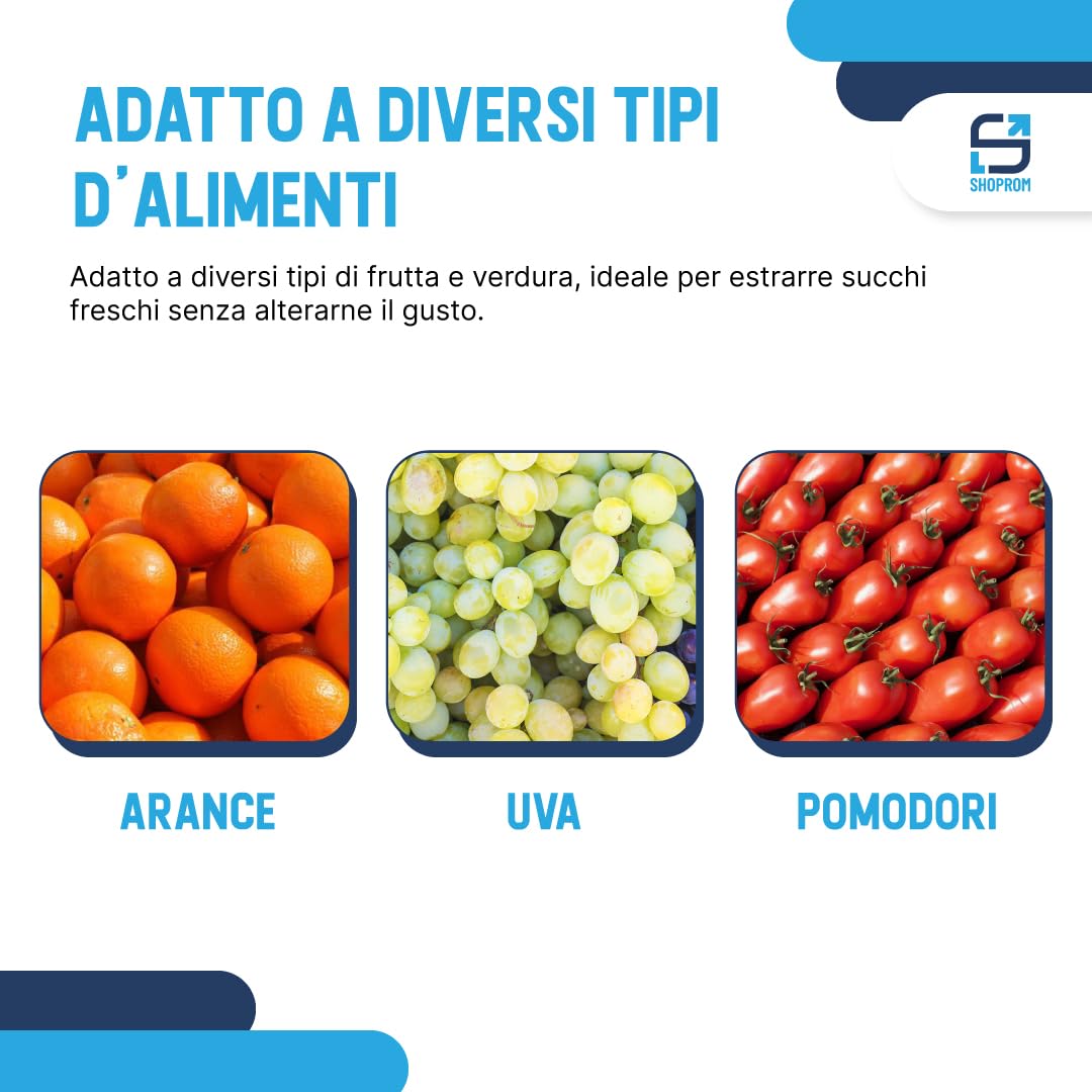 Torchio Manuale 1,5 Litri in Acciaio Inox, Pressa Multiuso per Uva, Frutta e Verdura, Uso Domestico