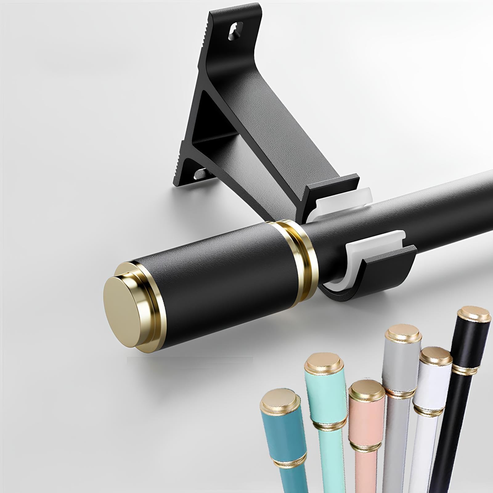 WATAOW Aluminum Curtain Rail Silent Track, Wall Mounted Heavy Duty Curtain Rods, Bedroom Living Room Curtain Poles(Black,280cm/9.1ft(2 * 140cm))