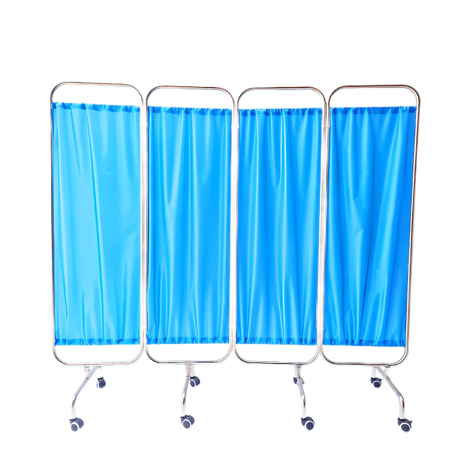 Paravent médical pliable à roulettes en acier inoxydable 4 panneaux 200x180 cm
