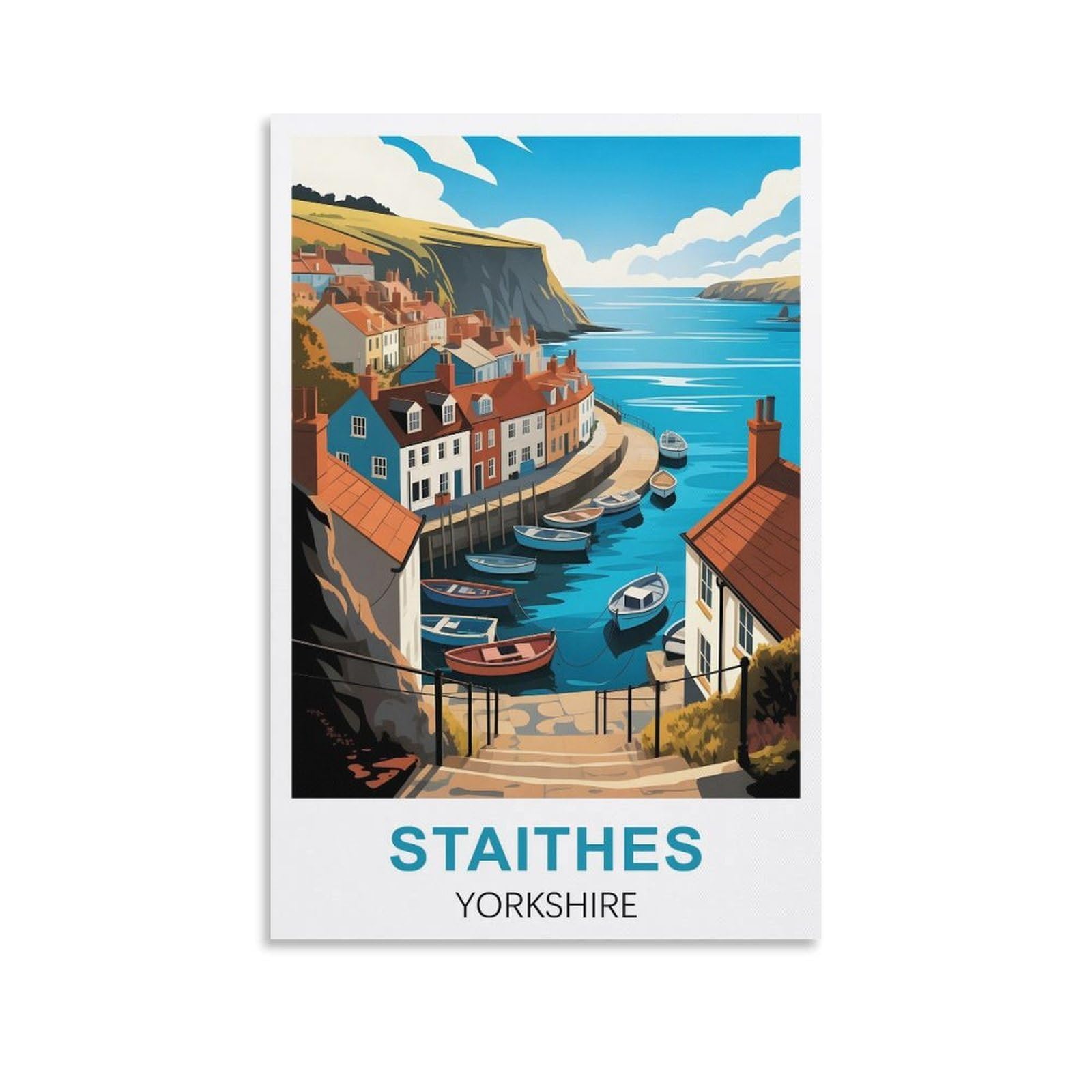 EZMLFA Diamond Painting Kits for Adults,Staithes Yorkshire DIY Diamond Painting Art Kit for Beginners Home Wall Decor Arts and Craft Kits for Adults Kids 50x60cm