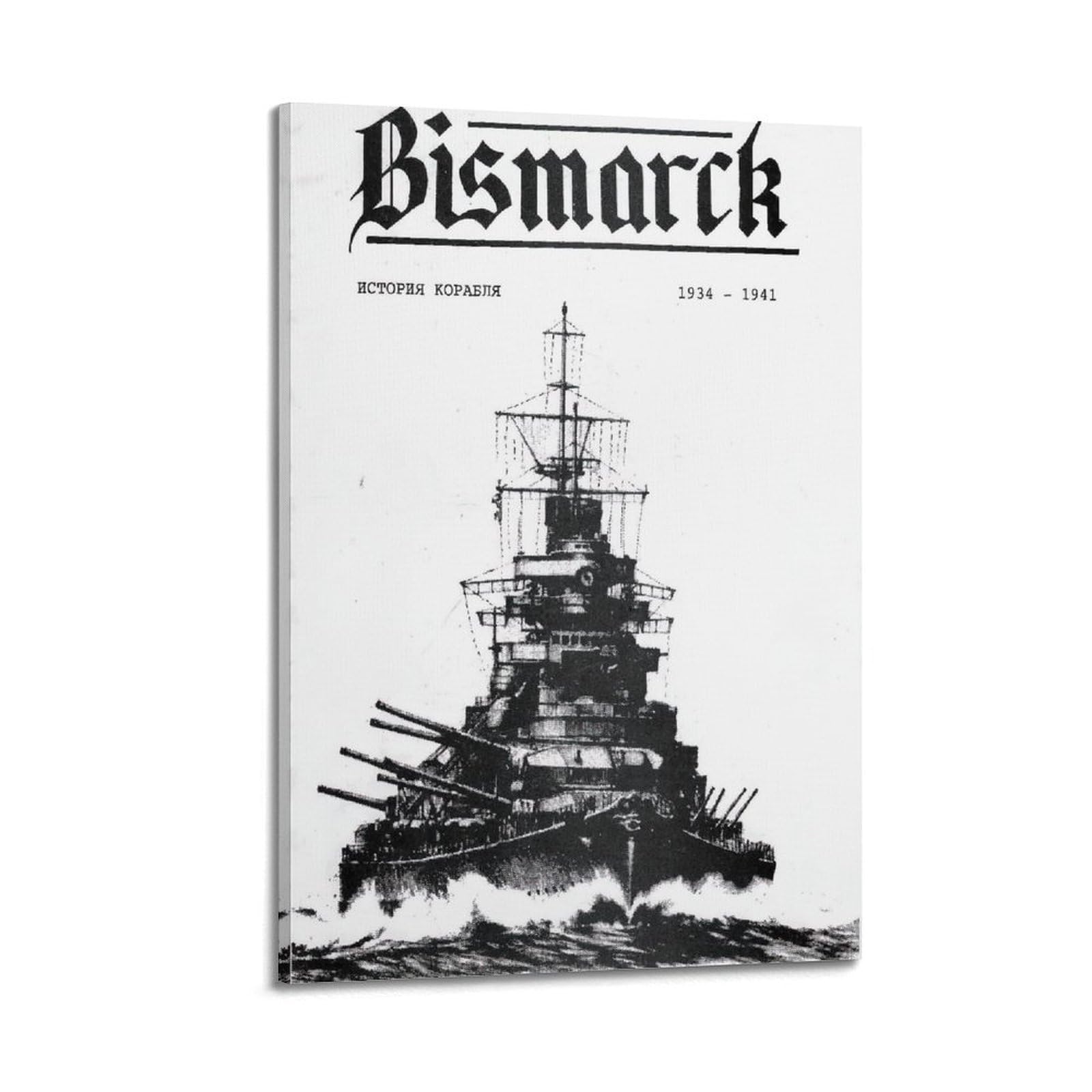 OKAHYS Vintage Battleships of The German Fleet-Bismarck Artwork Poster Decorative Painting Canvas Wall Artworks Picture 24x36inch(60x90cm)
