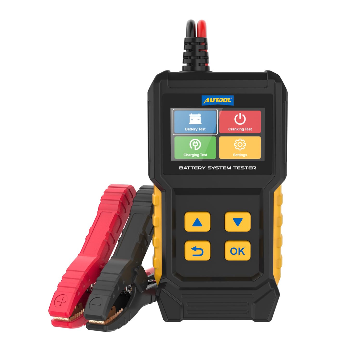 AUTOOL Comprobador de Baterias de Coche, Comprobador de Baterias 12V/24V, 30-2000 CCA, Prueba de Arranque del Motor y Prueba del Sistema de Carga para Motocicleta Automóvil SUV Barco