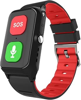Senior Smart Watch with Fall Detection Elderly Sos Smart Watch for Seniors GPS Location Tracker Electronic Fence Pedometer SOS Emergency Call Real Time Tracker,Red