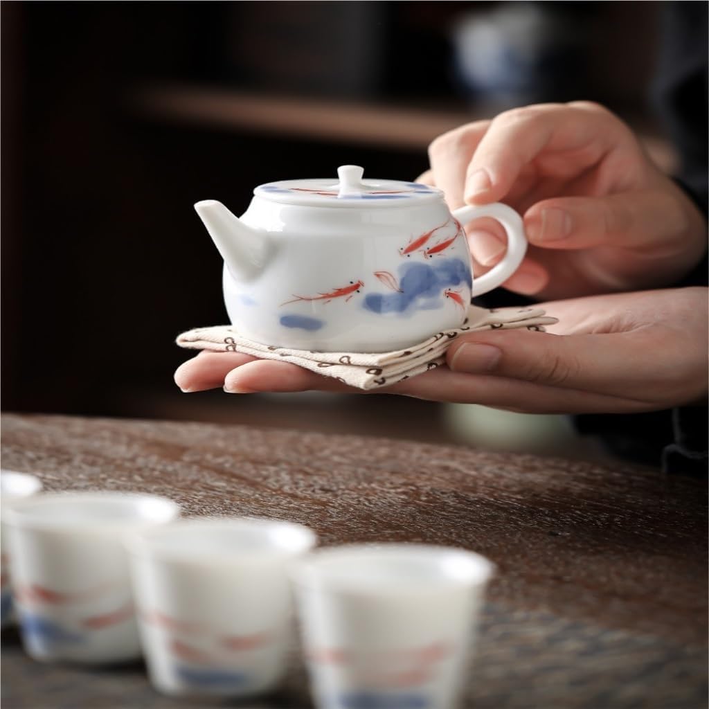 Yixing Dragon ティーポットセット 6 個セラミック紫粘土カンフー