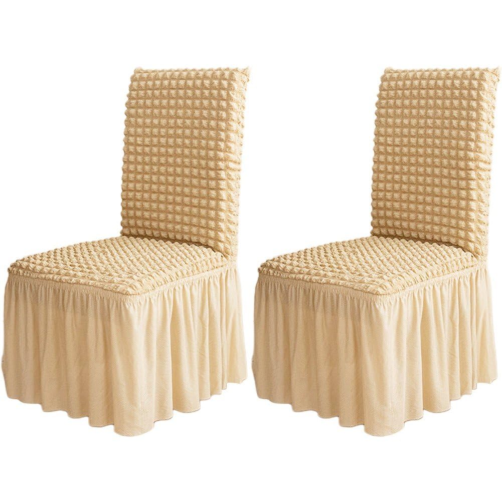 Housses de chaises à volants en seersucker extensible haut de gamme