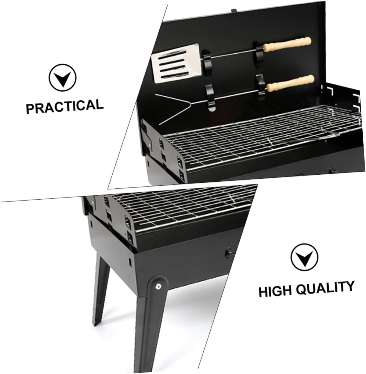 Cabilock Portable Folding Bbq Grill with Barbecue Tools, Portable Camping Barbecue Stove 44x27x47cm, Foldable Outdoor Grill Box for Picnic and Backyard Cooking