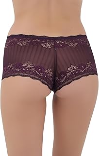 Kadın Transparan Dantelli Tanga Şort Külot S-M Pembe