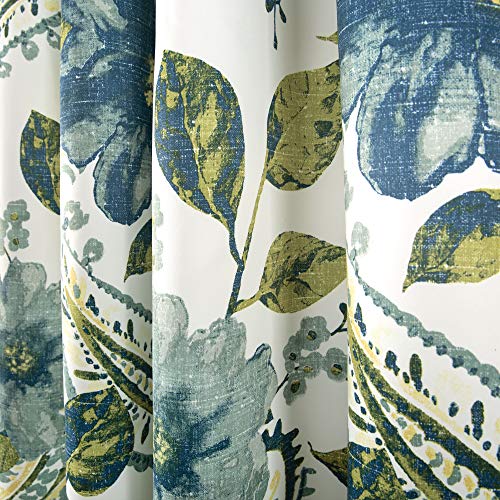 Lush Decor, Blue Floral Paisley Room Darkening Window Curtain Panel Pair, 95" x 52", W 52" x L 95" (2 Panels) - Image 3