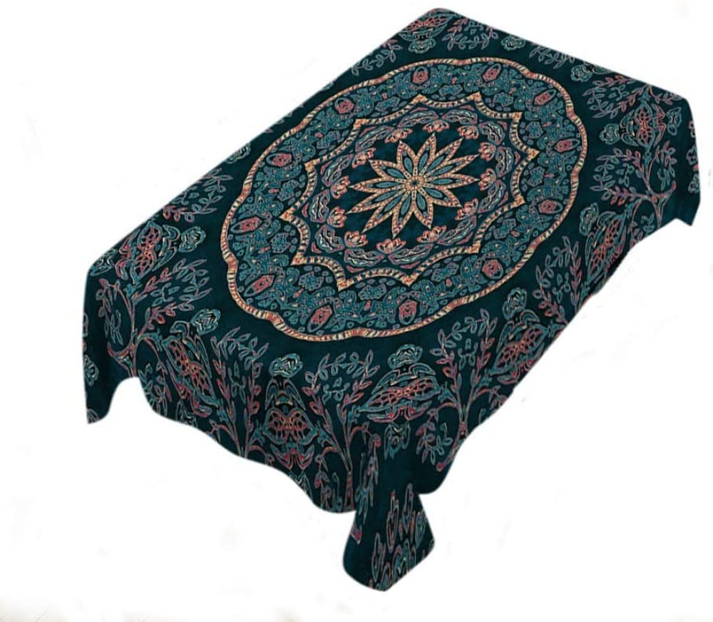Nappe motif damassé ethnique 140x220 nappe rectangle bohème rétro floral