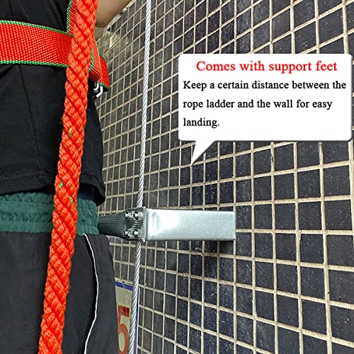 Toojun Fire Escape Ladder Adult Household Fire-Resistant High-Altitude Rescue Engineering Climbing Ladder Aluminum Alloy With Safety Harness,8M/26.2Ft #TOP7