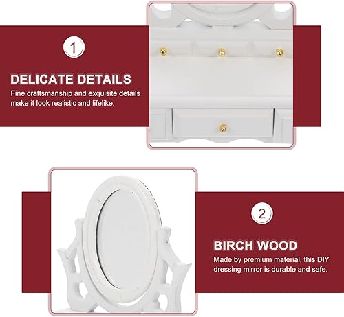 Miniatura 4 de Aparador de casa de muñecas, maquillaje, mesa de tocador, decoración de tocador pequeño, muebles de casa de muñecas, accesorios de casa de juegos en