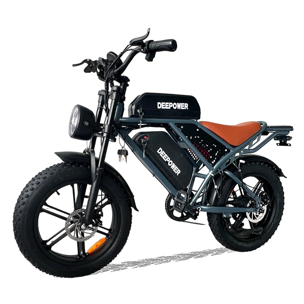 Electric Bike for Adults, 1500W Peak,30MPH Single/Double Battery Max 48V 60AH E-Bike, 20"x4.0" Fat Tires Electric Motorcycle, 30-120Miles Range Powered Dirt Bike