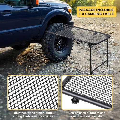 ilkqeppe Folding Table Mesa de Camping Plegable de Hierro Negra Rectangular 40 x 19 x 32 pulgadas miniatura 3
