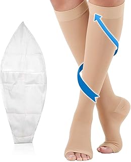 Compression Socks 20-30mmHg Open Toe with Free Auxiliary Wear Socks Sleeve Professional Care for Ankle,Varicose Veins, Calf Edema Pain Relief Suitable for Nurses Maternity Flight Travel Men Women M