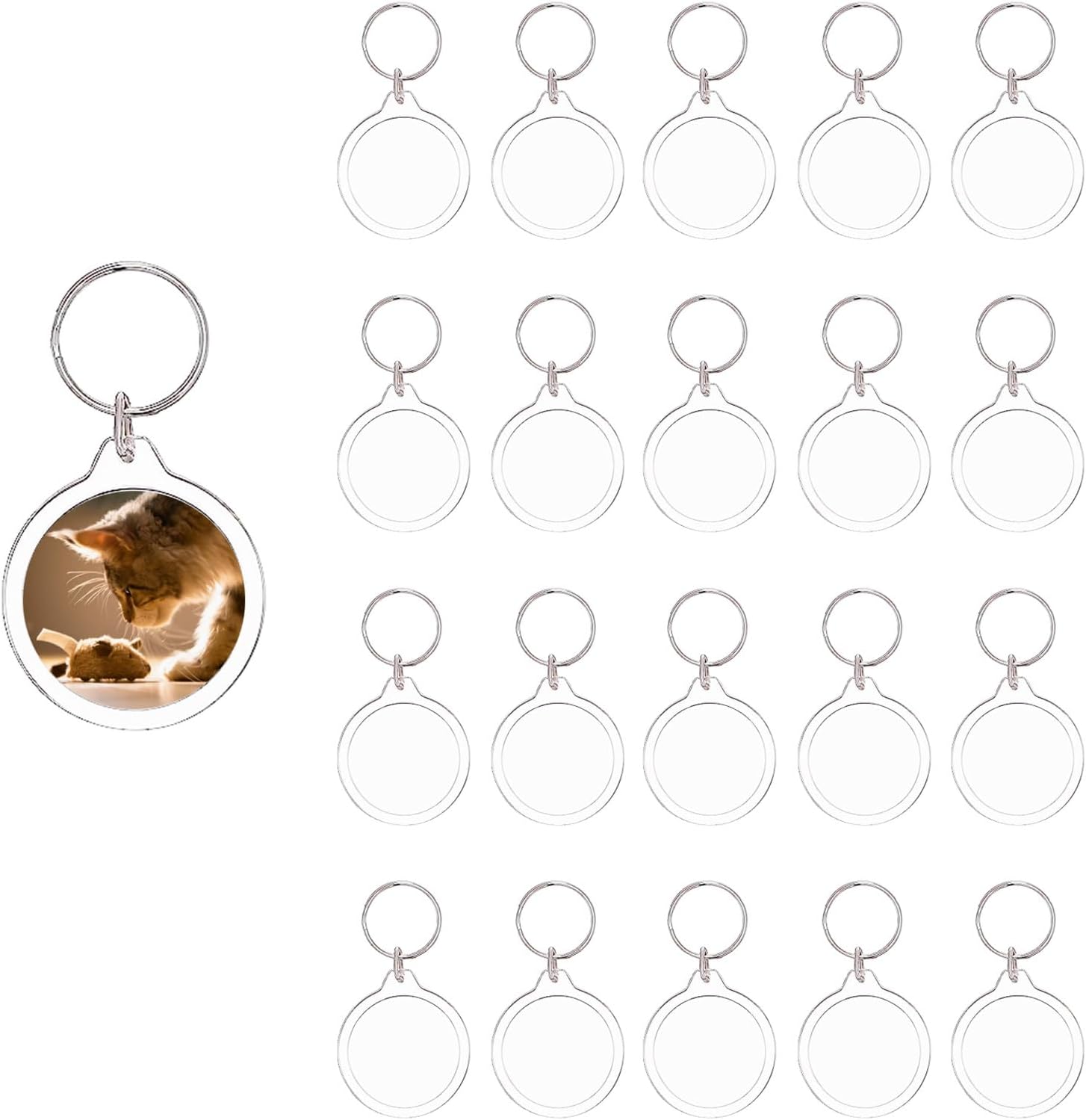 20Pcs Acrylic Picture Keychain Blanks in Clear Acrylic Picture Frame Keyrings