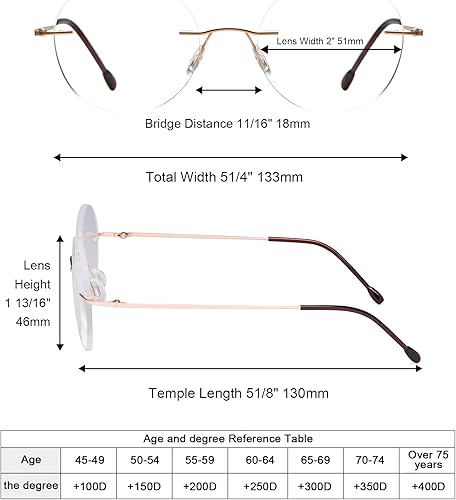 Miniatura 3 de Eyekepper Gafas de Lectura sin Marco Mujeres - Lectores Redondos sin montura Hombres Oro +3.00