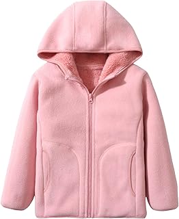 [Avarrerog] パーカー キッズ 女の子 男の子 秋冬 かわいい 裏起毛 防寒 ジャケット おしゃれ 無地 もこもこ フリースジャケット 子供服 フード付き 暖かい 伸縮性 ジップアップ アウター ジュニア コート 通学 通園 プレゼント