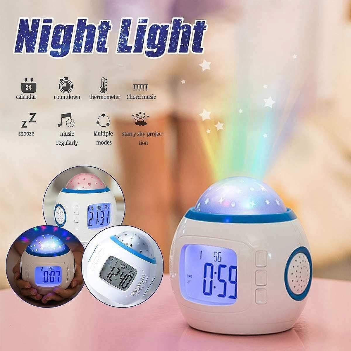 Dww-LED - Reloj despertador con luz musical para niños y niñas de 3 a 10 años, regalo de cumpleaños de Navidad para niños