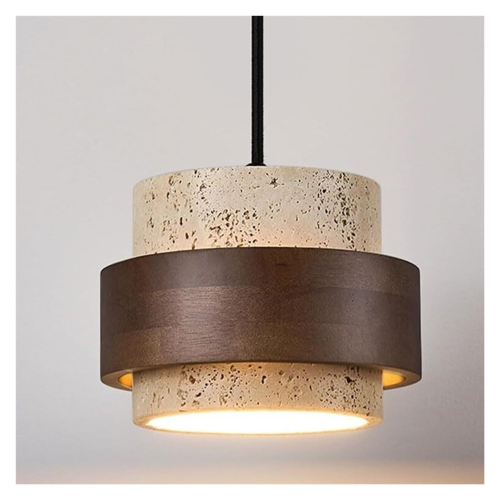 KHUKHU Nordic Natural Stone Ceiling Pendant Light, Wabi-Sabi Yellow Cave Stone Chandelier, Vintage Farmhouse Travertine Droplight for Bedside, Restaurant, Kitchen and Bar