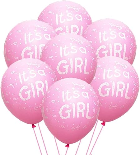 AnnoDeel 50 globos de látex rosa para niña de 12.0in para baby shower, fiesta de cumpleaños, suministros