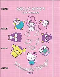 Jandaia - Caderno Argolado Cartonado Universitário Hello Kitty e Amigos 80 folhas