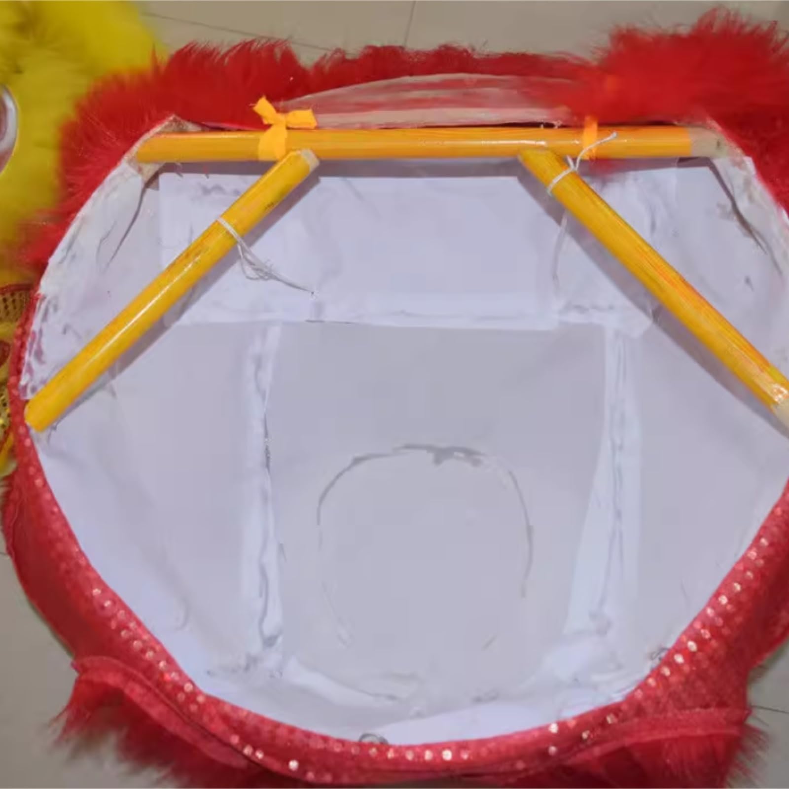 Drago Cinese per Feste Testa di Danza del Leone Arte Popolare Cinese Costume Puntelli for Spettacoli Capodanno Feste Cinesi in Italia(Yellow)