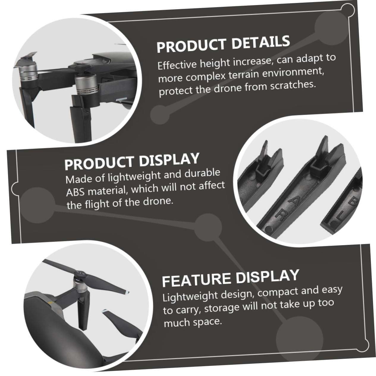 CORHAD 4Pcs Heightened Landing Gear Protector for Air Landing Protective Gear for Enhanced Stability and Protection During Black