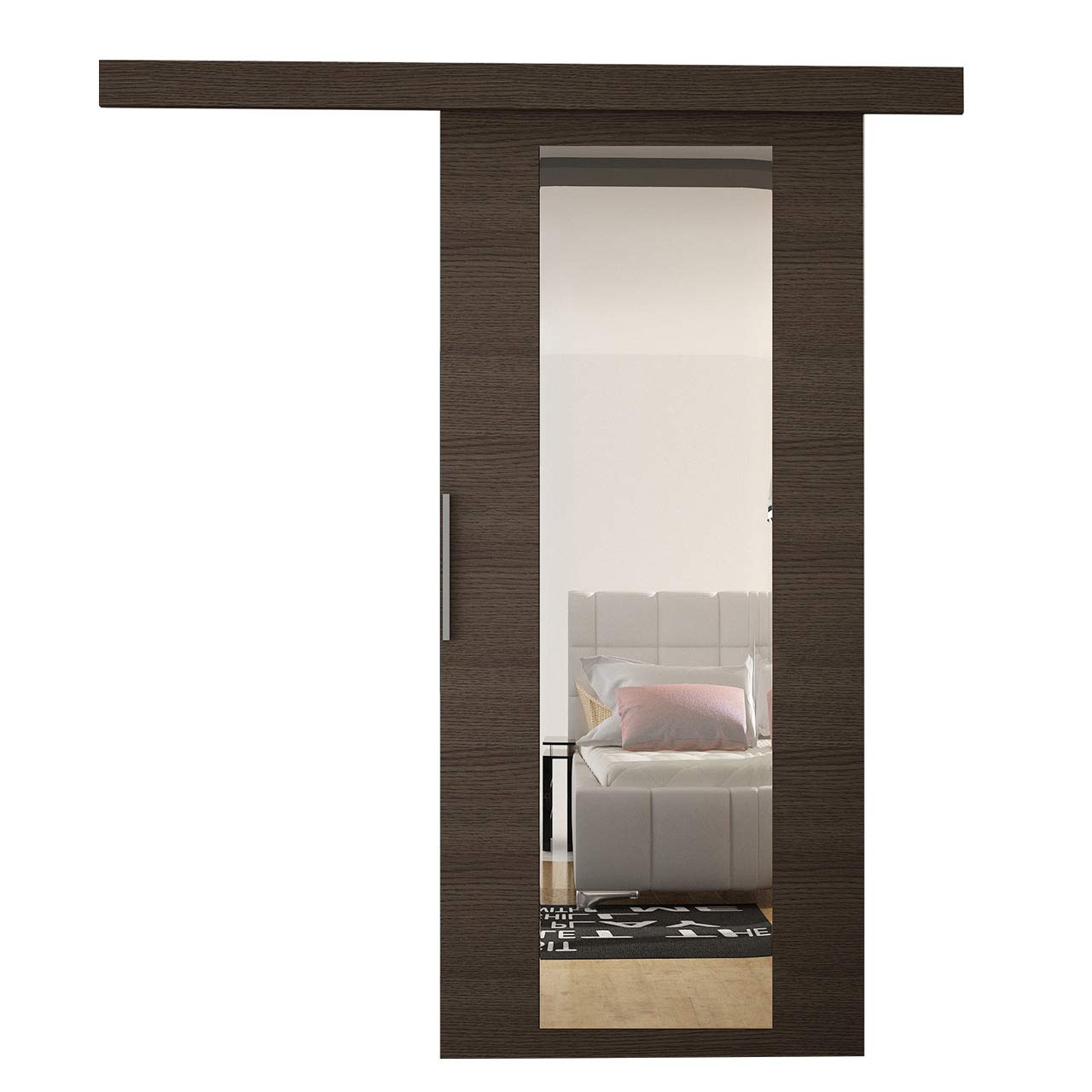 Produktbild von Mirjan24 Schiebetürsystem Flash IV Schwarz/Spiegel - 96x205cm Komplett-Set